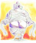 anthro butt humanoid_hands mummy_costume mummy_wrappings overweight overweight_anthro solo guacamolesenpai inushishigami mouse_sully bear giant_panda mammal 2019 absurd_res hi_res