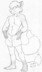 biped clothed clothing male plantigrade simple_background smile solo standing topless towel roland_guiscard canid canine fox mammal full-length_portrait monochrome portrait sketch