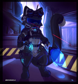 boots chastity_cage chastity_device clothing cybernetics cyberpunk drone dronesuit flat_chastity_cage footwear glistening glistening_latex gloves handwear implied_permanent laser_beam laser_pointer latex latex_boots latex_clothing latex_footwear latex_gloves latex_handwear latex_skinsuit machine male rubber_clothing shoes skinsuit slave tight_clothing minzemilk capcom monster_hunter felid felyne lynian mammal palico absurd_res hi_res