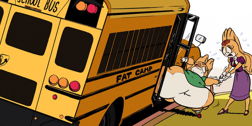 anthro belly big_belly bus clothing commercial_vehicle duo female gloves green_clothing green_shirt green_topwear handwear morbidly_obese obese overweight purple_clothing school_bus shirt topwear vehicle ultrahand sega sonic_the_hedgehog_(series) cream_the_rabbit vanilla_the_rabbit lagomorph leporid mammal rabbit
