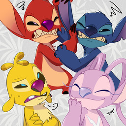 4_fingers angry anthro biped black_claws black_finger_claws blue_body blue_fur blue_nose buckteeth chest_markings chest_tuft claws clenched_teeth crossed_arms eyebrows eyes_closed female finger_claws fingers fur glistening glistening_nose group head_tuft male markings notched_ear pink_body pink_fur purple_claws purple_finger_claws purple_nose raised_eyebrow red_body red_fur red_nose sharp_teeth shoving simple_background smile tan_body tan_fur teeth tuft white_markings yellow_body yellow_fur nuushi disney lilo_and_stitch angel_(lilo_and_stitch) experiment_627 reuben_(lilo_and_stitch) stitch_(lilo_and_stitch) alien experiment_(lilo_and_stitch) 1:1 2025 colored digital_drawing_(artwork) digital_media_(artwork) hi_res redraw