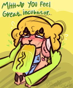 anthro big_penis blush blush_lines clothing deep_throat degradation dress duo ear_piercing ear_pull eyelashes fellatio female fingers fluffy fluffy_ears fluffy_hair forced forced_oral game_over gameplay_mechanics genitals hair heart_eyes heart_symbol hooved_fingers hooves horn implied_oviposition kneeling male male/female oral oral_penetration penetration penile penis piercing rape sex size_difference slime text bean0tastic atlyss beanie_(bean0tastic) slime_diva bovid caprine goo_creature mammal sheep hi_res