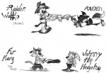 anthro group male parody simple_background tail white_background animaniacs mortal_kombat sega sonic_the_hedgehog_(series) sonic_x warner_brothers johnny_cage lui_kang raiden_(mortal_kombat) sonic_the_hedgehog wakko_warner canid canine domestic_cat eulipotyphlan felid feline felis fox hedgehog inkblot mammal crossover greyscale monochrome