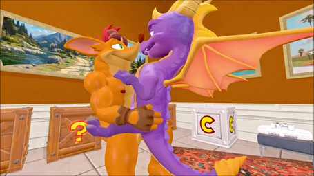 anal anal_penetration anthro balls balls_deep biceps bouncing_balls bouncing_tail brown_hair claws clothing crate deltoids dominant dominant_anthro dominant_male duo erection eye_contact eyebrows eyes_closed fangs fingerless_gloves fur genitals gloves gloves_only green_eyes grin hair hand_on_chest handwear handwear_only horn humanoid_genitalia humanoid_penis interspecies looking_at_another looking_at_partner male male/male male_penetrated male_penetrating male_penetrating_male mostly_nude multiple_angles muscular muscular_anthro muscular_male muscular_top nipples nude open_mouth orange_body orange_fur pecs penetration penis pivoted_ears plap purple_body purple_scales red_hair scales sex smile spiked_tail spikes spikes_(anatomy) standing standing_sex submissive submissive_anthro submissive_male tail tail_motion tan_body tan_fur tan_scales teeth thick_eyebrows thrusting triceps waist_grab wings yellow_body charzcavern activision crash_bandicoot_(series) mythology spyro_the_dragon crash_bandicoot spyro bandicoot dragon mammal marsupial mythological_creature mythological_scalie reptile scalie 16:9 3d_(artwork) 3d_animation animated digital_media_(artwork) hi_res huge_filesize long_playtime loop sound source_filmmaker_(artwork) webm widescreen