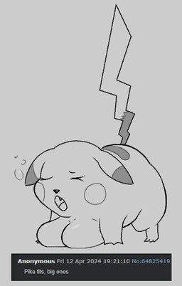 big_breasts breast_squish breasts busty_feral dipstick_ears ear_markings ears_down eyes_closed female female_feral feral fur multicolored_ears open_mouth pivoted_ears raised_tail solo squish tail text yawn pinnipip 4chan nintendo pokemon generation_1_pokemon pikachu pokemon_(species) english_text monochrome