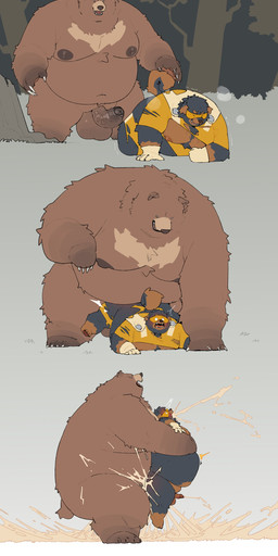 anthro anthro_on_anthro anthro_penetrated anthro_penetrating anthro_penetrating_anthro balls big_butt bodily_fluids butt clothing cum cum_from_mouth cum_in_mouth cum_inside excessive_cum excessive_genital_fluids genital_fluids genitals glans huge_butt huge_thighs humanoid_genitalia humanoid_penis larger_male male male/male male_penetrated male_penetrating male_penetrating_male nude obese obese_anthro obese_male open_mouth overweight overweight_anthro overweight_bottom overweight_dom overweight_male overweight_sex overweight_sub overweight_top penetration penis sex simple_background size_difference slightly_chubby tail text thick_thighs wide_hips yellow_clothing yellow_visor quanjiang superhero_dog_(quanjiang) bear canid canine canis domestic_dog mammal 2026 absurd_res artist_name colored comic dated digital_drawing_(artwork) digital_media_(artwork) english_text hi_res shaded signature