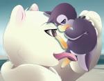 ambiguous_gender beak cunnilingus duo eyelashes female female/ambiguous feral genitals interspecies oral outside predator/prey pussy sex simple_background size_difference vaginal zapa avian bear bird mammal penguin polar_bear ursine absurd_res hi_res