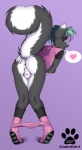 2007 anthro biped butt caliztar clothed clothing crossdressing fluffy girly heart_symbol looking_at_viewer male mammal mephitid panties paws raised_tail skunk solo spread_butt spreading standing tail teasing underwear