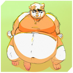 accessory anthro band-aid band-aid_on_face band-aid_on_nose bandage bandage_on_face bandage_on_nose belly big_belly big_moobs biped bloated border bottomwear clothing double_chin fat_face huge_belly huge_moobs hyper hyper_belly male moobs morbidly_obese morbidly_obese_anthro morbidly_obese_male obese obese_anthro obese_male overweight overweight_anthro overweight_male shorts sitting solo stuffing sweatband tail torn_clothing white_border wwwonderpuff wonderpuff_(character) canid canine canis coyote mammal 1:1 2025 digital_drawing_(artwork) digital_media_(artwork) dithering hi_res shaded