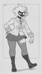 anthro black_clothing bottomwear breasts claws clothing collar eyelashes female grey_clothing mask school_uniform skirt solo topwear torn_clothing uniform white_clothing white_eyes conditional_dnp welwraith my_hero_academia inka_(welwraith) ghost humanoid spirit 2023 greyscale hi_res monochrome signature