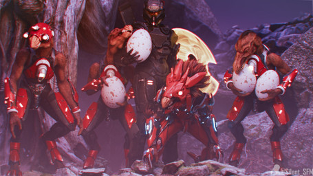 3_fingers anthro arm_quills brown_body brown_scales digitigrade egg energy_shield eyewear feathered_headdress female fingers full_armor goggles group holding_object holding_shield male quill_hair scales shield standing silent_sfm halo_(series) halo_infinite microsoft xbox_game_studios alien human kig-yar mammal ruuhtian scalie spartan_(halo) 16:9 3d_(artwork) 4k absurd_res colored digital_media_(artwork) hi_res widescreen