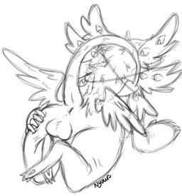 4_claws 4_toes anthro anus backsack ball_tuft balls bent_legs butt butt_grab claw_grab claws clothed clothing crossed_legs feet genitals hair halo hand_on_butt horn legs_together lying male messy_hair multi_eye nude on_front presenting presenting_hindquarters raised_leg raised_tail rear_view scales simple_background sitting solo spade_tail spread_wings tail thick_thighs toes tuft white_background wings nyawr mythology ytal_(nyawr) angel animal_humanoid biblically_accurate_angel bovid bovid_humanoid canid canid_demon canine caprine caprine_humanoid demon goat_humanoid hellhound humanoid hybrid imp mammal mammal_humanoid mythological_canine mythological_creature guide_lines hi_res monochrome sketch