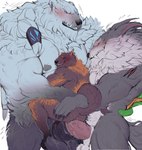 anthro big_dom_small_sub bodily_fluids dominant double_penetration genital_fluids group male male/male male_penetrated male_penetrating male_penetrating_male penetration precum sex size_difference trio na1su league_of_legends mythology riot_games tencent hunter_marte volibear volibear_(lol) warwick_(lol) bear canid canine canis chimera gulonine mammal marten mustelid musteline mythological_canine mythological_creature werecanid werecanine werecreature werewolf wolf hi_res