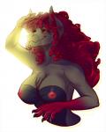 anthro blue_body blue_skin breasts female grey_body grey_skin hair nipples nude red_body red_eyes red_hair red_skin smile solo inkfall unknown_species