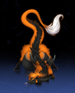 feral fur horn long_tail male orange_body orange_fur small_wings solo tail vore wings yellow_eyes cmitchell mythology dragon mythological_creature mythological_scalie scalie 4:5 absurd_res hi_res
