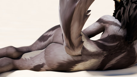ambiguous_gender anthro black_hair butt fur grey_body grey_fur hair legs_together light lying multicolored_body multicolored_fur nude on_side rear_view simple_background tail perromalo blizzard_entertainment warcraft canid mammal werecanid werecreature worgen 16:9 3d_(artwork) digital_media_(artwork) hi_res widescreen