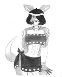 absurd_res anthro big_breasts black_hair bodypaint bottomwear bra bracelet breasts clothing collarbone efradraws facial_paint female fur graphite_(artwork) hair hat headgear headwear hi_res inner_ear_fluff jewelry kangaroo macropod mammal marsupial monochrome multicolored_body multicolored_fur muscular muscular_anthro muscular_female navel pencil_(artwork) sketch skirt solo strong_female teeth tidda_(efradraws) traditional_media_(artwork) tuft underwear white_body white_fur