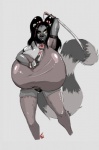 anthro big_breasts breasts female huge_breasts katana melee_weapon ninja simple_background solo sword tail warrior weapon white_background mizers sapphire_(deonwolf) lemur mammal primate ring-tailed_lemur strepsirrhine hi_res