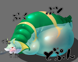 belly belly_expansion big_belly expansion feral grey_background hose hose_in_mouth hose_inflation huge_belly hyper hyper_belly inflation liquid_inflation red_eyes simple_background solo water_inflation kaiga nintendo pokemon generation_5_pokemon pokemon_(species) serperior 2021 absurd_res hi_res