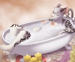 anthro bath bathtub bent_legs breasts bubble_bath candle claw_foot_bathtub eyes_closed female horn knees_out_of_water leaning_on_edge legs_out_of_water nipples nude partially_submerged piercing slightly_chubby solo submerged_legs sunken_seat supported_arm supported_leg tattoo tribal tribal_tattoo water jailbird moo_lawgoat bovid caprine goat mammal digital_media_(artwork) shaded