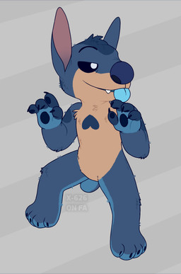 4_toes ambiguous_gender blue_body blue_claws blue_eyes blue_fur blue_markings blue_nose blue_pawpads blue_tongue claws cute_fangs fangs feet finger_claws fingerless_(marking) fingerless_gloves_(marking) fur gloves_(marking) grey_background head_tuft markings pattern_background pawpads semi-anthro simple_background small_tail solo striped_background tail teeth toes tongue tongue_out tuft spacegaylien disney lilo_and_stitch fan_character tasi_(fan_experiment) alien experiment_(lilo_and_stitch) 2022 flat_colors watermark male_(lore)