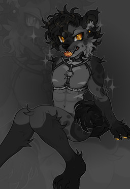 abs angry anthro athletic bdsm bdsm_gear black_hair blush breasts cheek_tuft clothed clothing collar facial_tuft fingers fluffy fluffy_tail fur hair harness male markings muscular muscular_male neck_tuft nude orange_eyes simple_background smile solo tail teeth tongue tongue_out tuft puppxx african_wild_dog canid canine mammal full-length_portrait hi_res portrait