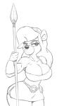 anthro big_breasts breasts cleavage clothed clothing female melee_weapon polearm solo spear weapon joelasko disney gummi_bears ursa_(gummi_bears) bear mammal 2014 monochrome