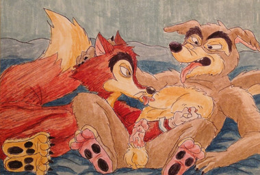 3_toes abs anthro anthro_on_anthro balls black_nails black_toenails brown_body brown_eyes brown_fur brown_tail clothing colored_nails countershading duo erection feet fur genitals glans gloves gloves_only handwear handwear_only humanoid_genitalia humanoid_penis licking male male/male male_anthro mostly_nude nails nipple_fetish nipple_lick nipple_pinch nipple_play nipples nude_anthro nude_male open_mouth penis pinch reclining snout tail tan_body tan_countershading teeth toenails toes tongue tongue_out vein veiny_penis whiskers white_clothing white_gloves white_handwear puku83 disney disney's_pinocchio talespin "honest"_john_foulfellow don_karnage canid canine canis fox mammal red_fox true_fox wolf 2016 crossover graphite_(artwork) painting_(artwork) traditional_media_(artwork) watercolor_(artwork)