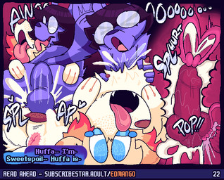 animal_genitalia animal_penis animal_vulva anthro bodily_fluids canine_genitalia canine_penis canine_vulva cum cum_in_uterus cum_inside duo eyewear female feral feral_penetrated fur genital_fluids genitals glasses heart_shaped_uterus howl impregnation_request knot male male/female onomatopoeia penetration penis purple_body purple_fur sound_effects text text_in_eyes uterus vulva edmango alpha_(edmango) huffa_(edmango) animal_humanoid bird_dog canid canid_humanoid canine canine_humanoid canis domestic_dog golden_retriever humanoid hunting_dog mammal mammal_humanoid retriever tanuki_humanoid english_text