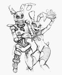 anthro arm_around_partner arm_around_waist bow_tie buckteeth camera clothing crossed_arms duo exposed_endoskeleton eyelashes female half-closed_eyes looking_at_object machine male narrowed_eyes navel_outline pose selfie simple_background smile teeth whiskers white_background alpineping five_nights_at_freddy's five_nights_at_freddy's:_security_breach scottgames steel_wool_studios burntrap_(fnaf) vanny_(fnaf) william_afton_(fnaf) animatronic lagomorph leporid mammal rabbit robot 2022 5:6 absurd_res black_and_white digital_media_(artwork) hi_res monochrome signature sketch