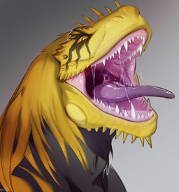 bodily_fluids feral mouth_shot open_mouth saliva saliva_string solo nothehe capcom monster_hunter mythology fanged_wyvern great_jagras monster mythological_creature reptile scalie hi_res