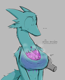 anthro bottomless bra bra_only breast_grab breasts candy_feces clothed clothing colored_feces disembodied_hand ellipsis embarrassed feces feces_as_breasts feces_in_bra feces_on_body feces_on_chest female food_feces hand_on_breast scatplay solo steam steam_clouds steaming_feces underwear underwear_only unusual_feces dragonlady_(artist) mythology dragon mythological_creature mythological_scalie scalie hi_res