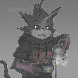 anthro black_body black_clothing black_hoodie black_sclera black_topwear clothing container cup grey_background holding_container holding_cup holding_object hoodie horn kettle male open_mouth simple_background solo steam tail topwear slavv0 bandai_namco cannibal_corpse death_metal digimon digimon_(species) gulusgammamon 1:1 hi_res