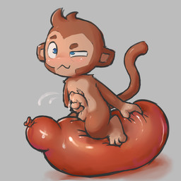 anthro balloon balloon_fetish balloon_popping balls bent_legs biped blush bodily_fluids cross-eyed cum eye_half_closed foreskin genital_fluids genitals grey_background humanoid_genitalia humanoid_penis inflatable male masturbation monotone_background nude on_balloon penis simple_background sitting sitting_on_balloon solo tight_foreskin badipoki bloons_tower_defense ninja_kiwi dart_monkey_(bloons) haplorhine mammal monkey primate 1:1 hi_res