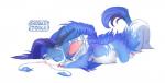 blue_body blue_fur blue_hair eyes_closed feral fur hair horn lying quadruped simple_background sleeping solo tail tail_tuft tuft white_background rikitoka asian_mythology east_asian_mythology mythology dragon eastern_dragon mythological_creature mythological_scalie scalie