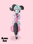 animal_genitalia anthro balls bell bell_collar big_balls big_horn big_penis broken_horn clothed clothing collar crossdressing femboy fingerless_gloves genitals gloves handwear horn huge_balls huge_penis legwear male penis sheath thigh_highs lumiink bolu_hoovers_(lumiink) bovid caprine mammal sheep 3:4 hi_res