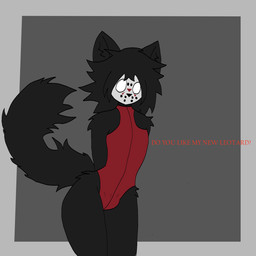 anthro black_body black_fur bulge clothing femboy fur hand_behind_back leotard looking_at_viewer male red_clothing solo raganlier bloodrot_(raganlier) felid feline mammal 1:1 hi_res