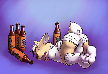 anthro bdsm beer_bottle blue_background bottle briefs brown_nose bulge butt clothed clothing container detailed_background drunk eyes_closed footwear fur hair male monotone_briefs monotone_clothing monotone_underwear open_mouth orange_body orange_fur pantsless pantsless_anthro pantsless_male restraints shadow sharp_teeth simple_background socks solo straitjacket substance_intoxication teeth tighty_whities tongue tongue_out underwear white_briefs white_clothing white_footwear white_hair white_socks white_underwear vir-no-vigoratus avery_(vir-no-vigoratus) canid canine canis domestic_dog herding_dog mammal pastoral_dog welsh_corgi