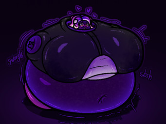 aroused belly belly_expansion berry_juice beverage big_belly big_breasts black_clothing black_eyebrows black_eyewear black_glasses black_mouth black_topwear blueberry_inflation blueberry_juice body_inflation bottomwear breast_expansion breasts clothing expansion eyebrows eyewear female glasses gurgle_(sound_effect) hair heart_symbol huge_belly huge_breasts hyper hyper_belly hyper_breasts immobile inflation juice_(beverage) looking_pleasured motion_lines navel not_furry onomatopoeia open_mouth orange_eyes pants pink_bottomwear pink_clothing pink_pants pink_tongue pseudo_hair purple_background purple_body purple_hair simple_background slosh solo sound_effects spherical_inflation stained_clothing teeth tentacle_hair tentacles text three-quarter_view tongue topwear white_clothing white_topwear sinflative nintendo splatoon fan_character animal_humanoid aquatic aquatic_humanoid cephalopod cephalopod_humanoid humanoid mollusk mollusk_humanoid octarian octoling 2025 4:3 colored digital_media_(artwork) hi_res shaded
