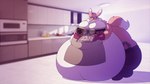 2018 anthro apron bandai_namco belly big_belly canid clothed clothing detailed_background digimon digimon_(species) eyewear fat_arms fat_rolls female flabby_arms flabby_butt flabby_legs fur glasses handwear hi_res huge_belly huge_thighs hyper hyper_belly kitchen leg_markings legwear looking_at_viewer love_handles mammal markings mittens morbidly_obese mostly_nude neck_tuft neutral_expression nintendo nintendo_entertainment_system obese obese_anthro overweight overweight_anthro overweight_female renamon solo stunnerpony tail thick_thighs thigh_highs thigh_markings tight_clothing tight_topwear topwear tuft