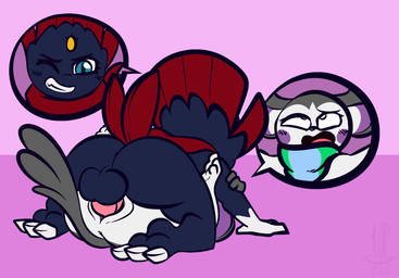 ahegao alternate_color balls clothing cutaway duo erection female female_penetrated from_front_position genitals looking_pleasured male male/female male_penetrating male_penetrating_female mating_press penetration penis scarf sex simple_background vaginal vulva thefablednekos nintendo pokemon emolgack fan_character tali_(thefablednekos) emolga generation_4_pokemon generation_5_pokemon mammal pokemon_(species) rodent weavile 2018 dated digital_media_(artwork)