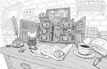 amazing_background anthro backpack beverage coffee detailed_background duo humanoid_hands inside micro plant scenery_porn ryo_yambe mammal mouse murid murine rodent 2020 detailed hi_res