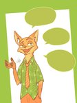 4_fingers anthro clothed clothing fingers fully_clothed fur green_background green_eyes male simple_background solo white_background marema_kishin disney zootopia nick_wilde canid canine fox mammal red_fox true_fox 2021 3:4 hi_res