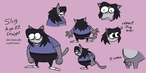 anthro balls biped black_bottomwear black_clothing black_hair black_pants blue_clothing blue_shirt blue_topwear bottomwear clothing constricted_pupils ears_down eye_bags fist flaccid footwear frown fur genitals glans grey_body grey_fur hair half-closed_eyes humanoid_genitalia humanoid_penis male male_anthro multicolored_body multicolored_fur narrowed_eyes nude pants penis pivoted_ears plantigrade pupils rear_view scared shirt short_hair side_view slightly_chubby small_balls small_penis small_pupils socks solo tail text three-quarter_view tired toony topwear two_tone_body two_tone_fur wide_eyed gremlingrounded slug_(gremlingrounded) domestic_cat felid feline felis mammal 2024 absurd_res aliasing digital_media_(artwork) english_text flat_colors hi_res model_sheet