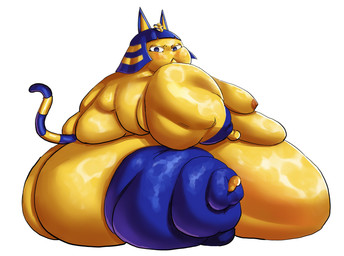 anthro areola back_fat belly belly_rolls big_belly big_butt blue_body blue_eyes blue_fur blue_tail breasts brown_areola brown_nipples butt chubby_cheeks closed_frown eyelashes fat_arms fat_legs featureless_feet featureless_hands feet female frown frowning_at_viewer fur hair huge_belly huge_butt huge_thighs lidded_eyes light looking_at_viewer medium_breasts medium_hair morbidly_obese morbidly_obese_anthro morbidly_obese_female mouth_closed multicolored_body multicolored_fur multicolored_hair nipples no_eyebrows noseless nude nude_anthro nude_female obese obese_anthro obese_female overweight overweight_anthro overweight_female side_view simple_background sitting solo stripes tail thick_thighs two_tone_body two_tone_fur two_tone_hair two_tone_tail yellow_body yellow_fur yellow_stripes comedii animal_crossing nintendo ankha_(animal_crossing) domestic_cat felid feline felis mammal 2024 absurd_res colored digital_drawing_(artwork) digital_media_(artwork) english_description hi_res lighting shaded
