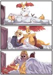 absurd_res adopted_(lore) adopted_son_(lore) adoptive_mother_(lore) age_progression bed big_breasts biped blonde_hair bottomwear braixen breasts clothing comic delphox duo faceless_character faceless_human faceless_male female fur furniture generation_6_pokemon hair hi_res huge_breasts human interspecies lemonbizate_(artist) looking_pleasured male mammal mother_(lore) mother_and_child_(lore) mother_and_son_(lore) nintendo orange_body orange_fur parent_(lore) parent_and_child_(lore) parent_and_son_(lore) pokemon pokemon_(species) red_body red_fur size_difference son_(lore) topwear young