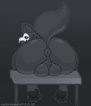 3_toes anthro anus backsack balls big_balls big_butt black_anus black_background black_body black_butt black_fur black_inner_ear_fluff black_pawpads black_perineum black_sclera black_tail blep butt countershade_balls countershade_butt countershade_genitalia countershading feet fluffy fluffy_tail fur furry_balls genitals glistening glistening_balls glistening_butt glistening_genitalia grey_tongue half-closed_eyes huge_butt inner_ear_fluff latex long_tail looking_at_viewer looking_back male narrowed_eyes neck_tuft outline pawpads perineum presenting presenting_hindquarters puffy_anus rear_view seat simple_background sitting solo tail text toes tongue tongue_out tuft white_eyes coolbirdmanstuff changed_(video_game) puro_(changed) dark_latex living_latex 2024 artist_name colored dark_theme dated digital_drawing_(artwork) digital_media_(artwork) english_text hi_res monochrome shaded