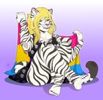 anthro feet female lgbt_pride pansexual_pride_colors pride_color_flag pride_colors solo die_little_bee nyla_(whitekitteh) absurd_res hi_res nonbinary_(lore) trans_(lore) trans_woman_(lore)