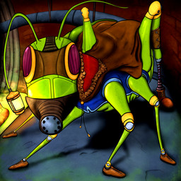 alternative_fashion ambiguous_gender amputee body_modification clothed clothing disability eyewear fantasy feral footwear footwear_only gas_mask goggles mask mostly_nude prosthetic shoes shoes_only solo spring steampunk snufflesnuf arthropod grasshopper insect orthopterid 1:1 hi_res story story_in_description nonbinary_(lore)
