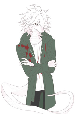 5_fingers alternate_species anthro black_bottomwear black_clothing black_pants bottomwear clothed clothing eyelashes eyelashes_through_hair fingers green_clothing green_jacket green_topwear grey_eyes hair hoodie jacket living_tail looking_at_viewer male markings pants pink_body pink_scales scale_markings scales shirt simple_background smile snake_tail solo tail topwear translucent translucent_hair unusual_anatomy unusual_tail ventral_scales white_background white_body white_clothing white_hair white_scales white_shirt white_topwear june777th danganronpa danganronpa_2 spike_chunsoft nagito_komaeda reptile scalie snake half-length_portrait hi_res portrait